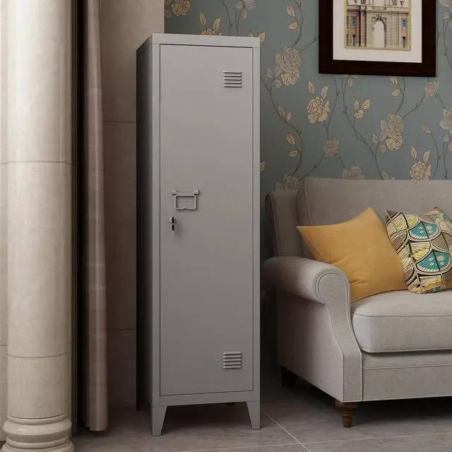 Alt view image 4 of 7 - Metal Cabinet Home Office Storage Cabinets with Doors and Shelves Lockable File Cabinet Organizer Coat Lockers for Kids