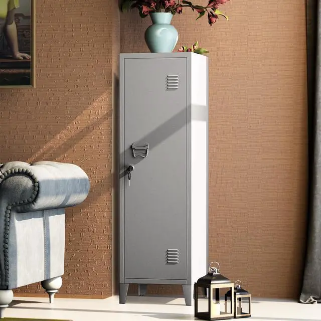 Alt view image 6 of 7 - Metal Cabinet Home Office Storage Cabinets with Doors and Shelves Lockable File Cabinet Organizer Coat Lockers for Kids