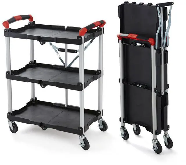 Main image of 410-007 Pack-N-Roll 150 lbs Folding Collapsible Service Cart, Black/Red