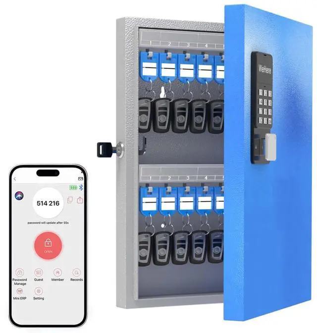 Main image of 32 Key Lock Box Smart Key Organier Cabinet with Keypad & App for Office | Wall Mounted Lockbox use App, Custom & One Time Password, WiFi (Need W100 Bridge) Unlock for School, Office, Fleet, Hotel