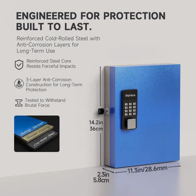 Alt view image 2 of 7 - 32 Key Lock Box Smart Key Organier Cabinet with Keypad & App for Office | Wall Mounted Lockbox use App, Custom & One Time Password, WiFi (Need W100 Bridge) Unlock for School, Office, Fleet, Hotel