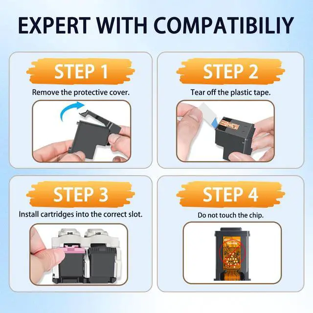 Alt view image 6 of 7 - 68XL 68e High Yield Ink Compatible HP68,1Bk 1Tri-Color Envy Printers | 68XL 68e high yield ink combo pack compatible HP 68 (1Bk,1Tri-Color), fits Envy 6155e 6555e 6152e 6100e 6552e 6558e