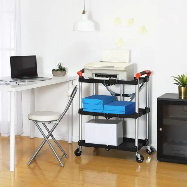 Alt view image 6 of 7 - 410-007 Pack-N-Roll 150 lbs Folding Collapsible Service Cart, Black/Red