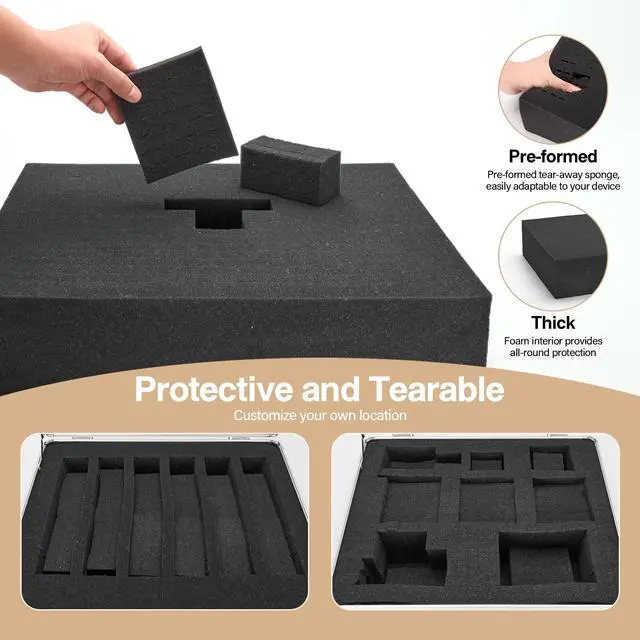 Alt view image 3 of 7 - Combination Lock Box - Locking Storage Case with Customizable Foam, 18.9" Portable Lockable Case for Personal Items, Valuables, Documents, Briefcase for Jewelry, Cash, Medications, Black