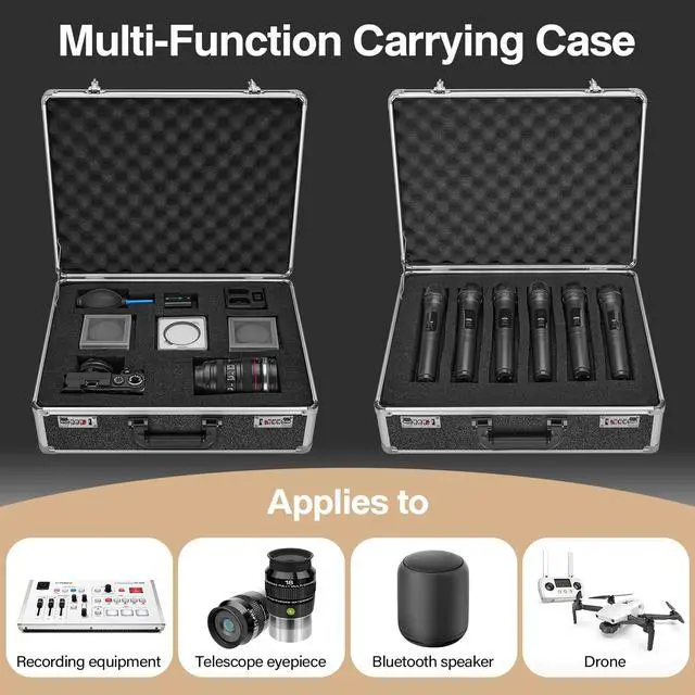 Alt view image 4 of 7 - Combination Lock Box - Locking Storage Case with Customizable Foam, 18.9" Portable Lockable Case for Personal Items, Valuables, Documents, Briefcase for Jewelry, Cash, Medications, Black