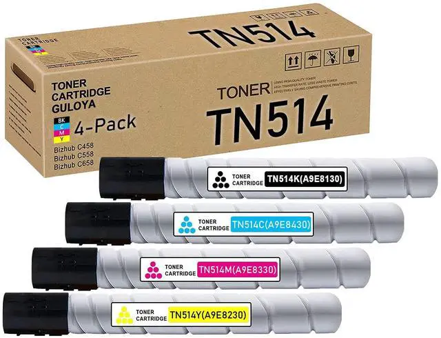 Main image of 4-Pack TN-514 Toner Cartridge (1BK/1C/1M/1Y) Compatible TN514 | TN514K TN514C TN514M TN514Y Toner (A8DA130 A8DA430 A8DA330 A8DA230) Replacement for Konica Minolta C458 C558 C658 Printer