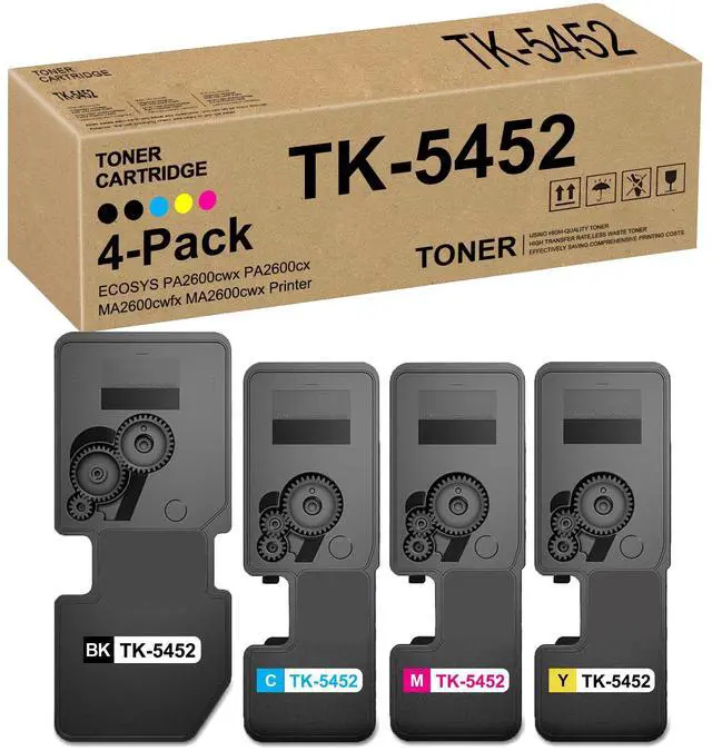 Main image of TK5452 TK-5452 Toner Cartridge Compatible for Kyocera TK5452K TK5452C TK5452M TK5452Y Toner for ECOSYS PA2600cwx PA2600cx MA2600cwfx MA2600cwx Printers(4-Pack,Black Cyan Magenta Yellow)