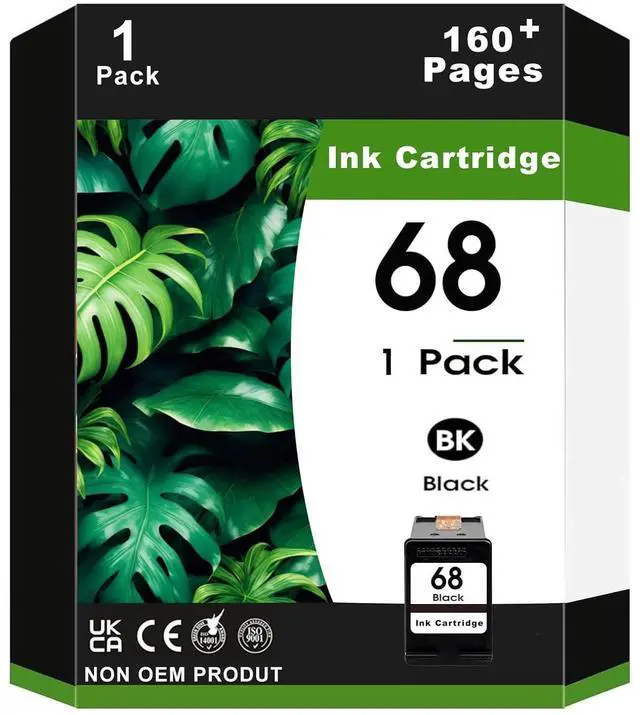 Main image of 1 Pack 68 Black Ink Cartridges 7FP21TN Compatible for Envy 6152e 6155e 6552e 6555e 6558e Printer 160 Pages (1 Black)