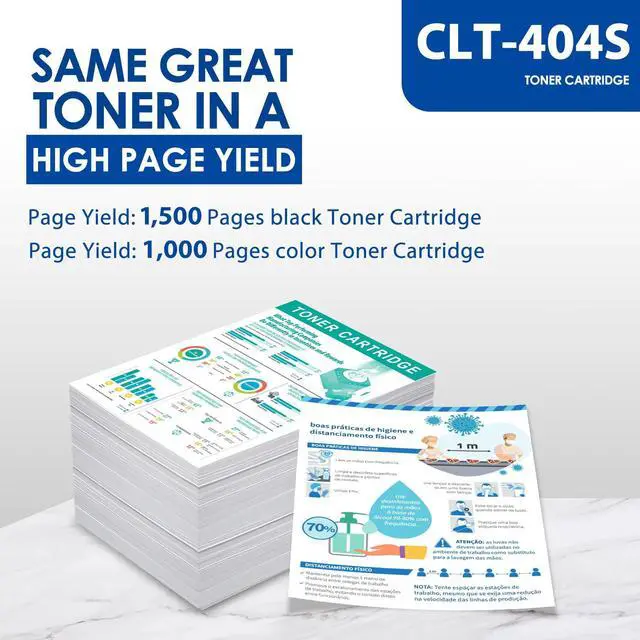 Alt view image 3 of 7 - CLT-K404S, CLT-C404S, CLT-M404S, CLT-Y404S Toner Cartridge Set - 4 Pack Black Cyan Magenta Yellow Replacement for Samsung 404 404s clt404s clt-404s Toner for C430W C480FW C43x C48x Printer Toner