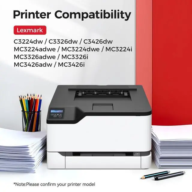 Alt view image 2 of 7 - C3210K0 C3210C0 C3210M0 C3210Y0 Toner Cartridge (4-Pack with Chip) Replacement Compatible for Lexmark C3224dw C3326dw C3426dw MC3224adwe MC3224dwe MC3224i MC3326adwe MC3326i MC3426adw MC3426i Printer
