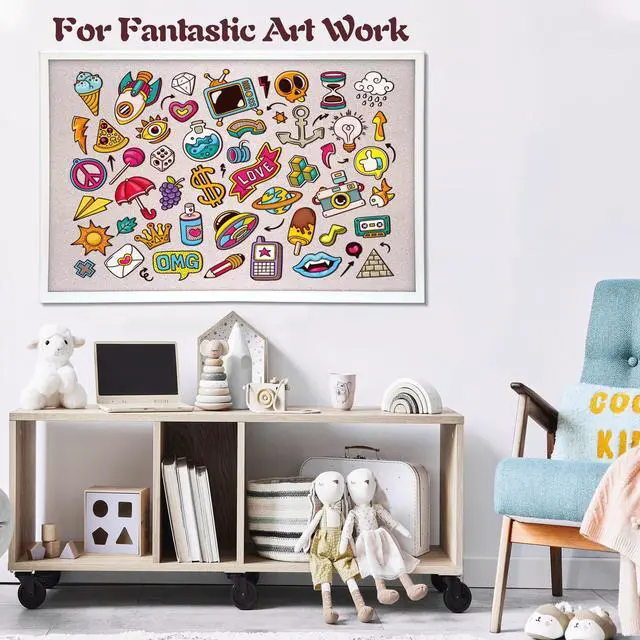 Alt view image 7 of 7 - 30x40 White Cork Board, Wooden Frame, Hanging Pin for Office | 30x40 inch white cork board, wooden frame, cork surface resists pinholes, easy wall hanging, office school home