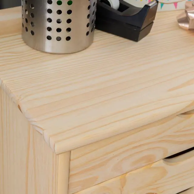 Alt view image 5 of 7 - Corinne Unfinished Wide Six Drawer Wooden Rolling Storage Cart