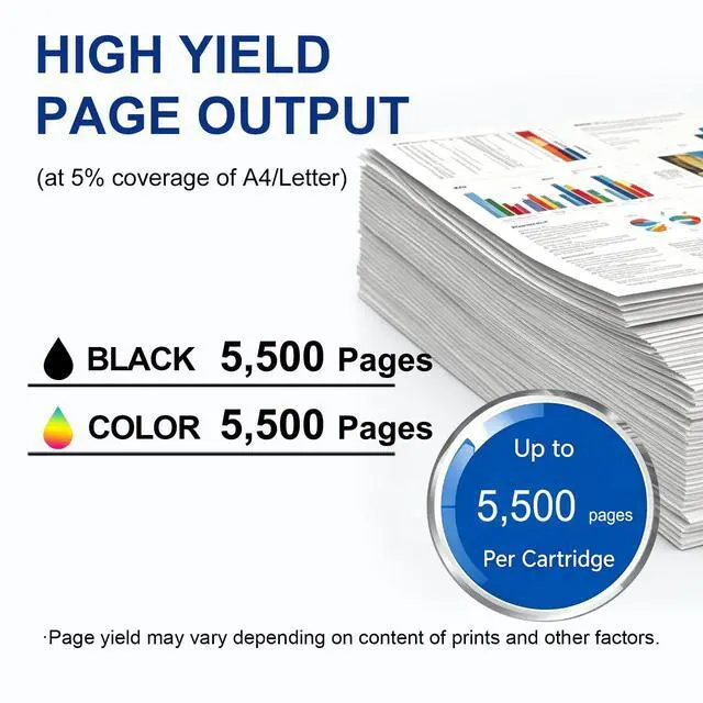 Alt view image 4 of 7 - Remanufactured High Capacity T10W Ink Cartridge T10W100 T10W200 T10W300 T10W400 Ink Set Compatible with Workforce Pro WF-C5390 WF-C5890 Color Printers, with New Chip