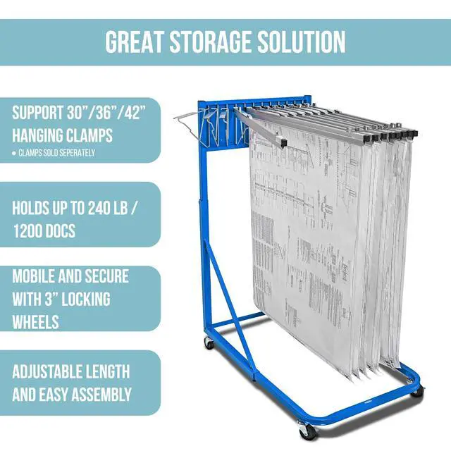Alt view image 2 of 7 - Adir Mobile Blueprint Holder Construction Plan Rack, Map Organizer, Blueprint Rack, and Poster Display Rack for Jobsite and Office (Without Blueprint Clamps)