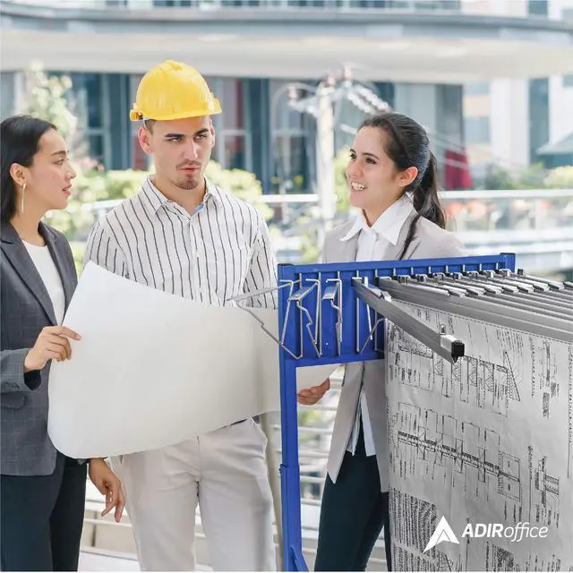 Alt view image 5 of 7 - Adir Mobile Blueprint Holder Construction Plan Rack, Map Organizer, Blueprint Rack, and Poster Display Rack for Jobsite and Office (Without Blueprint Clamps)