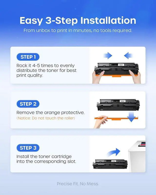 Alt view image 6 of 7 - 206X Toner Cartridges 4 Pack M283fdw M255dw Replacement for HP 206X 206A | High Yield Compatible with Color LaserJet Pro MFP M283fdw M283cdw M283fdn M282nw Printer (Black, Cyan, Magenta, Yellow)