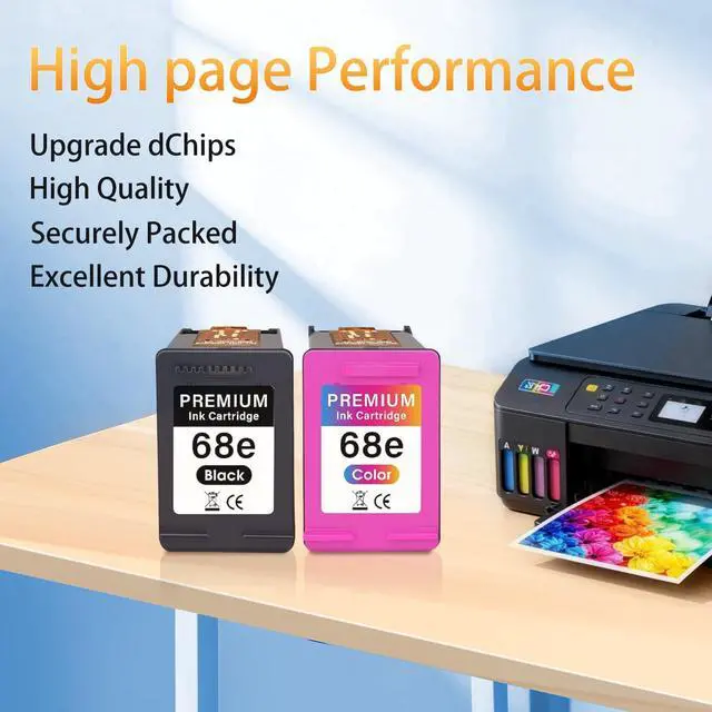 Alt view image 4 of 7 - 68XL 68e High Yield Ink Compatible HP68,1Bk 1Tri-Color Envy Printers | 68XL 68e high yield ink combo pack compatible HP 68 (1Bk,1Tri-Color), fits Envy 6155e 6555e 6152e 6100e 6552e 6558e