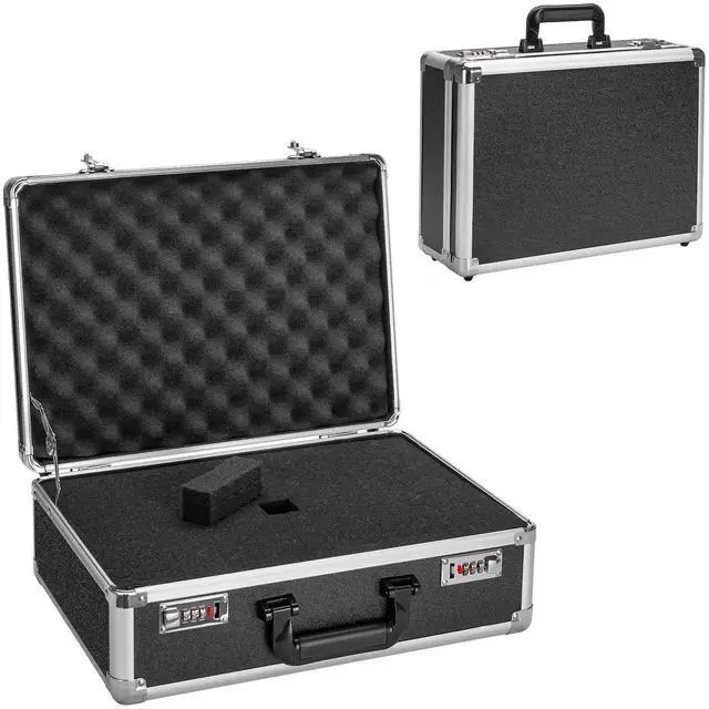 Main image of Combination Lock Box - Locking Storage Case with Customizable Foam, 18.9" Portable Lockable Case for Personal Items, Valuables, Documents, Briefcase for Jewelry, Cash, Medications, Black