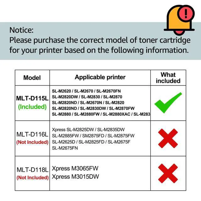 Alt view image 5 of 7 - MLT-D115L D115L Black Toner Cartridge,4-Pack | Compatible for Samsung SL-M2880FW SL-M2830DW SL-M2880XAC SL-M2870FW SL-M2830DW Xpress M2820 M2870 Laser Printer