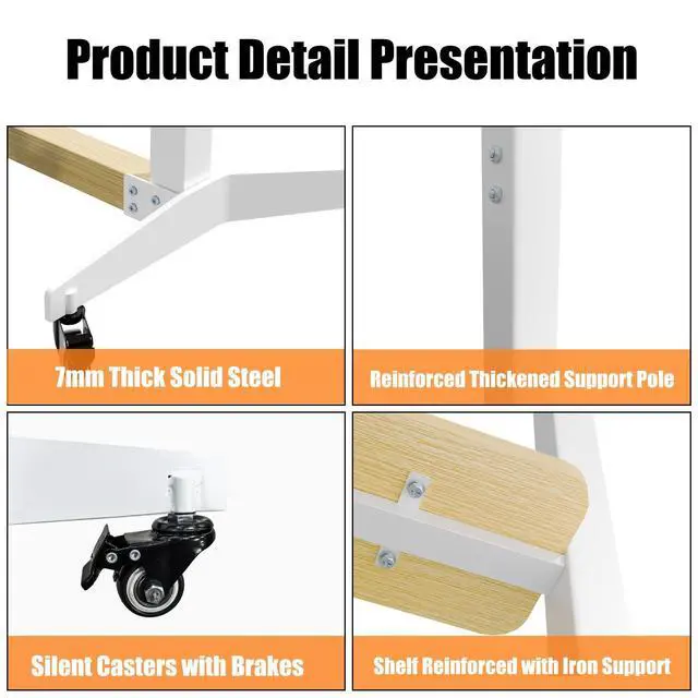 Alt view image 5 of 7 - Heavy Duty Portable Rolling TV Stand with Wheels for 55-100 inch | Adjustable Heights TV Cart for bedroom VESA 800x600mm max load capacity 220lbs