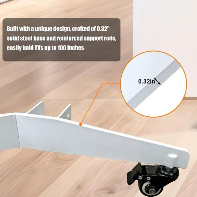Alt view image 6 of 7 - Heavy Duty Portable Rolling TV Stand with Wheels for 55-100 inch | Adjustable Heights TV Cart for bedroom VESA 800x600mm max load capacity 220lbs
