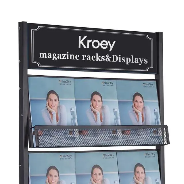 Alt view image 6 of 7 - floor magazine rack brochure display stand for offices and public reception arealiterature rack with 4 Universal wheels (70"×27×13.8")