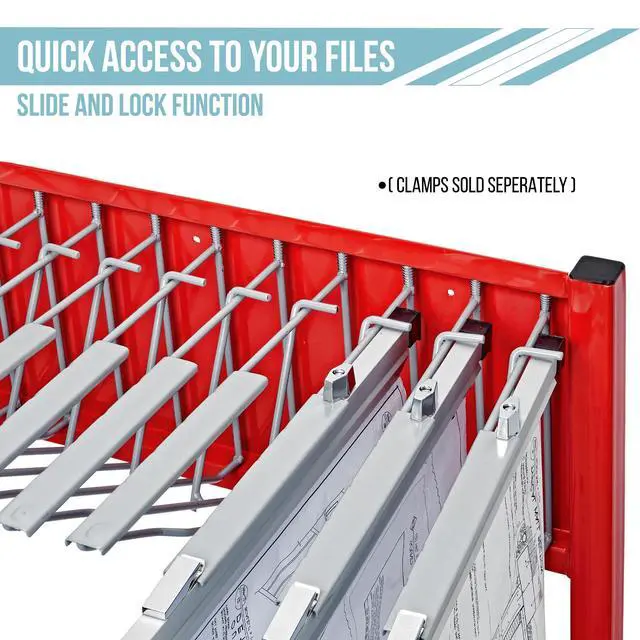 Alt view image 3 of 7 - Adir Mobile Blueprint Holder Construction Plan Rack, Map Organizer, Blueprint Rack, and Poster Display Rack for Jobsite and Office (Without Blueprint Clamps)
