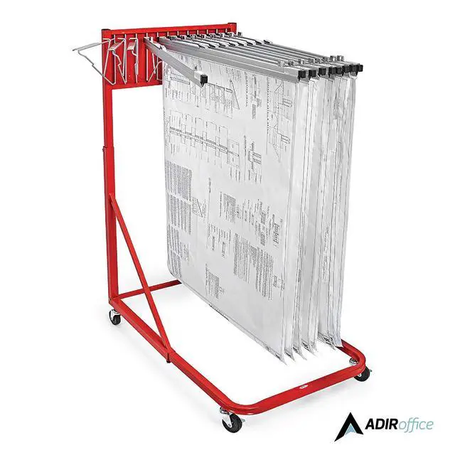 Alt view image 7 of 7 - Adir Mobile Blueprint Holder Construction Plan Rack, Map Organizer, Blueprint Rack, and Poster Display Rack for Jobsite and Office (Without Blueprint Clamps)