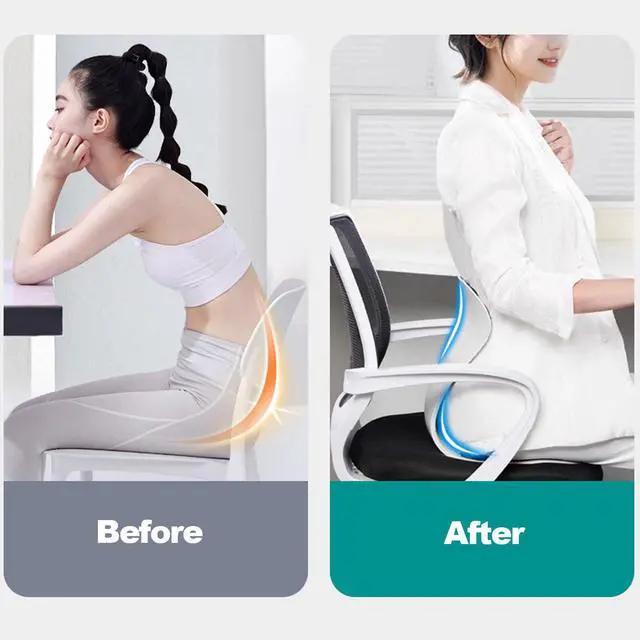 Alt view image 2 of 7 - Lumbar Support Posture Corrector Chair for Adults,Back and Lumbar Support Breathable Fabric Petal Shaped Office Chair Seating Cushion,Ergonomic Back for Office (Grey)