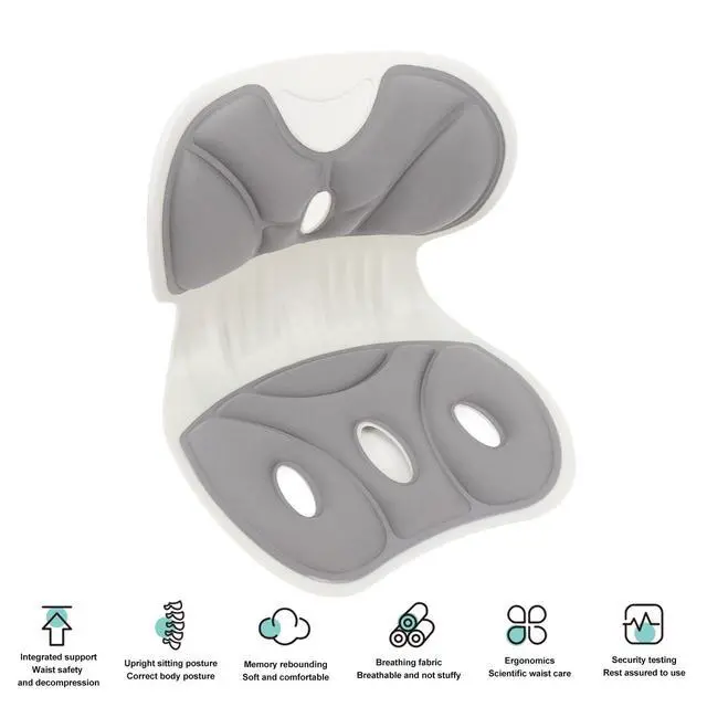 Alt view image 4 of 7 - Lumbar Support Posture Corrector Chair for Adults,Back and Lumbar Support Breathable Fabric Petal Shaped Office Chair Seating Cushion,Ergonomic Back for Office (Grey)