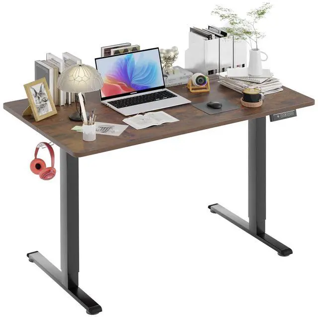 Main image of Electric Standing Desk 48x24 Inch Height Adjustable Computer Desk Large Space Office Desk with Headphone Holder 2 Memory Function for Home Office,Brown