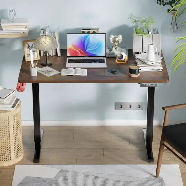 Alt view image 5 of 7 - Electric Standing Desk 48x24 Inch Height Adjustable Computer Desk Large Space Office Desk with Headphone Holder 2 Memory Function for Home Office,Brown