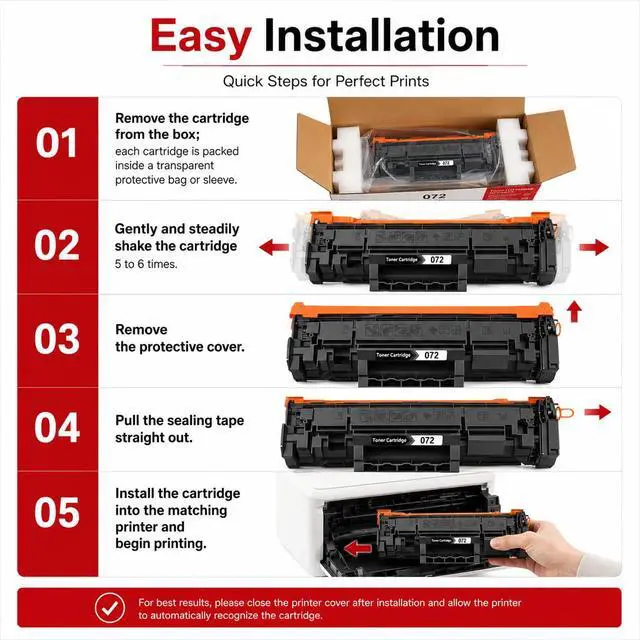 Alt view image 7 of 7 - High Yield 072 Black Toner Cartridge Replacement for Canon 072 Toner | 072 072H Toner Cartridge for imageCLASS MF284dw MF287dw MF280 Series and LBP172dw Printers (2-Pack)
