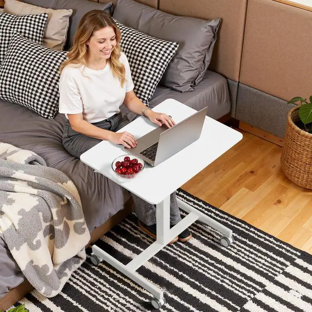 Alt view image 7 of 7 - Adjustable Height Standing Desk on Wheels, Portable Rolling Desk and Laptop Stand, Walking Pad Desk | Rolling Standing Table for Home Office, Small Computer Workstation