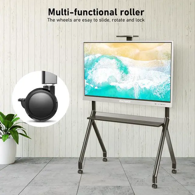 Alt view image 2 of 6 - Smart Board Stand with Wheels, Fits 55/65/75/86 Inch | Height adjustable, 4 lockable rolling casters, solid steel frame, ideal for office and classroom