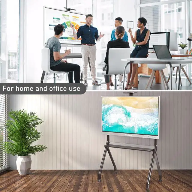 Alt view image 3 of 6 - Smart Board Stand with Wheels, Fits 55/65/75/86 Inch | Height adjustable, 4 lockable rolling casters, solid steel frame, ideal for office and classroom