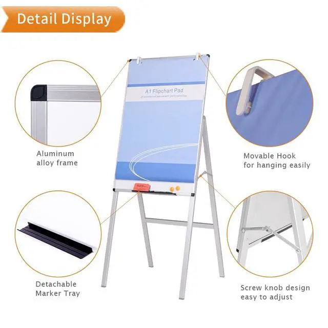 Alt view image 3 of 5 - Magnetic H-Stand Whiteboard/Adjustable Dry Erase Easel,24 x 36 Inches