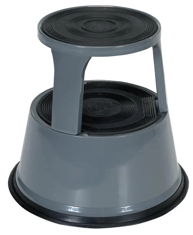 Alt view image 2 of 4 - STEP-17-GY Steel Rolling Step Stool 17 In. Top Step Height 500 Lb. Capacity Gray