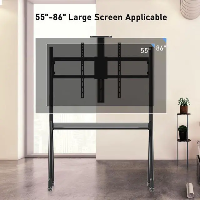 Alt view image 5 of 6 - Smart Board Stand with Wheels, Fits 55/65/75/86 Inch | Height adjustable, 4 lockable rolling casters, solid steel frame, ideal for office and classroom