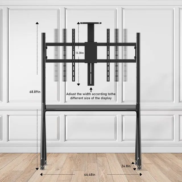 Alt view image 6 of 6 - Smart Board Stand with Wheels, Fits 55/65/75/86 Inch | Height adjustable, 4 lockable rolling casters, solid steel frame, ideal for office and classroom