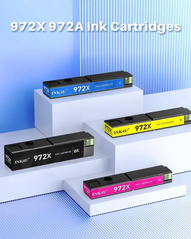 Alt view image 2 of 7 - 972X Ink Cartridges Compatible Replacement for HP 972X 972A Ink to Work for Color PageWide Pro MFP 477dw Ink Cartridges 477dn 577dw 452dw 452dn 577z 552dw P55250dw Printer (4 Pack, B/C/M/Y)
