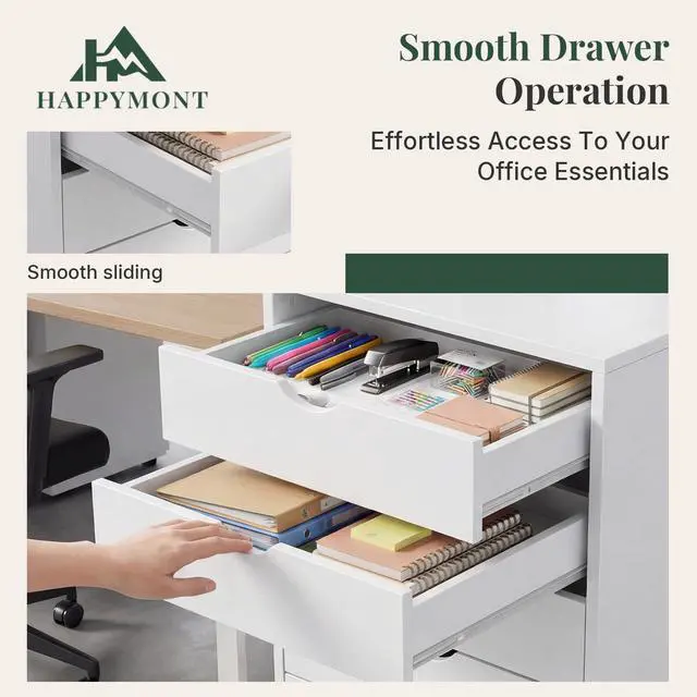 Alt view image 7 of 7 - Mobile File Cabinet Under Desk, 7 Drawer Storage Organization | Printer Stand with Wheels, Vertical Filing Chest Rolling Wood Small Desk Printer Stand for Home Office, Living Room, White