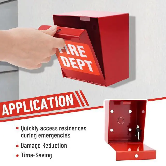 Alt view image 3 of 7 - Fire Department Box With Lock Hole Red Heavy Duty Steel