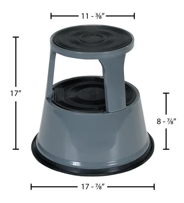Alt view image 4 of 4 - STEP-17-GY Steel Rolling Step Stool 17 In. Top Step Height 500 Lb. Capacity Gray