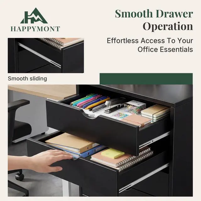 Alt view image 7 of 7 - Mobile File Cabinet Under Desk, 7 Drawer Storage Organization | Printer Stand with Wheels, Vertical Filing Chest Rolling Wood Small Desk Printer Stand for Home Office, Living Room, Black