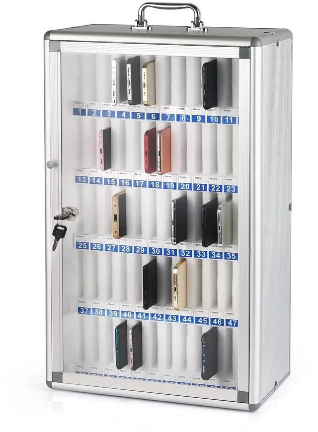 Main image of 60 Slots Aluminum Alloy Cell Phone Locker, Phone Holder for Classroom | Cell Phone Lock Box, Wall-Mounted Phone Holder with a Locked, Phone Storage Cabinet, Can be Carried by Hand