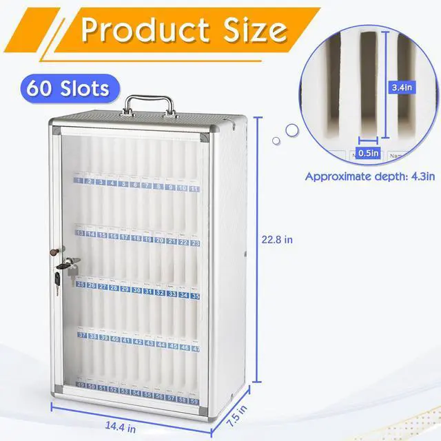 Alt view image 2 of 6 - 60 Slots Aluminum Alloy Cell Phone Locker, Phone Holder for Classroom | Cell Phone Lock Box, Wall-Mounted Phone Holder with a Locked, Phone Storage Cabinet, Can be Carried by Hand