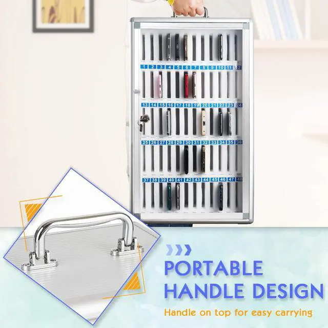 Alt view image 6 of 6 - 60 Slots Aluminum Alloy Cell Phone Locker, Phone Holder for Classroom | Cell Phone Lock Box, Wall-Mounted Phone Holder with a Locked, Phone Storage Cabinet, Can be Carried by Hand