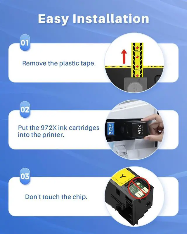 Alt view image 6 of 7 - 972X Ink Cartridges Compatible Replacement for HP 972X 972A Ink to Work for Color PageWide Pro MFP 477dw Ink Cartridges 477dn 577dw 452dw 452dn 577z 552dw P55250dw Printer (4 Pack, B/C/M/Y)