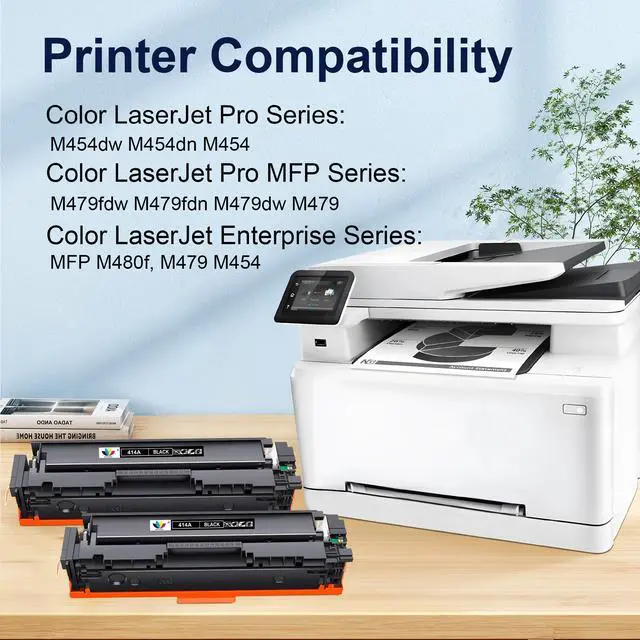 Alt view image 2 of 4 - 414a Black Toner cartridges Replacement for HP 414A W2020A m479fdw Toner | Compatible for HP Color Laserjet Pro MFP M479fdw M479fdn M454dw M454dn M480f M479 Printer(2 Black)